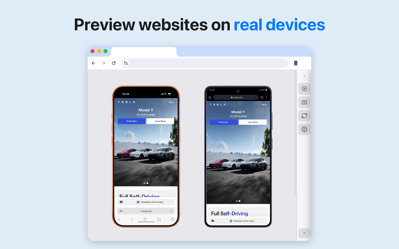 Mobile Simulator running with two devices side by side